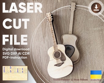 Acoustic Guitar Pick Holders - SVG Laser Cut File, Mediator Box Vector Plan