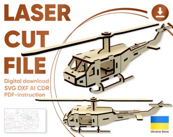 Helicopter - Laser Cut File, SVG plan of 3d puzzle project for Laser Cutting Machines