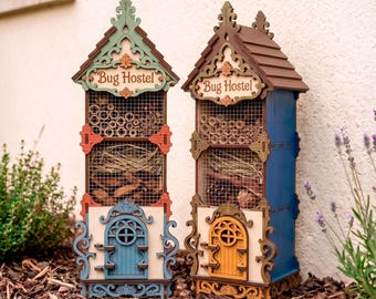 Garden Bug Hotel Laser Cut File, Wooden Pollinator House SVG