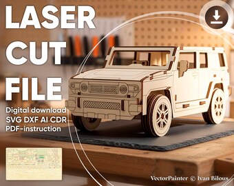 Laser Cut Wooden Car With Rotating Wheels – DIY Model File - Etsy