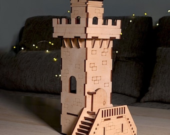 Laser Cut Castle Tower, Medieval Fortress SVG Template (Digital Download)