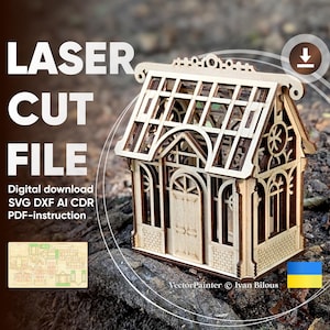 Leprechaun Greenhouse - Laser Cut File, SVG Vector Plan for Cutting Machines