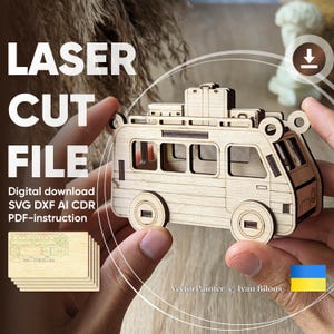 Camper Ornaments - Laser Cut File, SVG Christmas tree Toys
