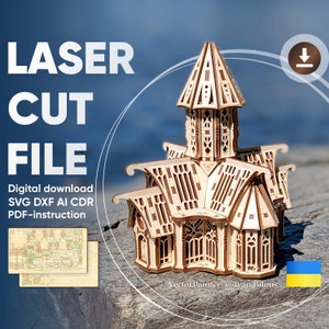 Gothic Castle - Laser Cut File, SVG House 3d Project