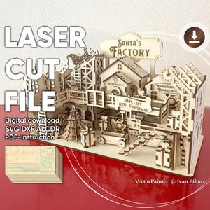 Santa's factory - Christmas Laser cut files, SVG Workshop with Countdown calendar