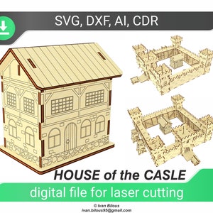 Medieval House of the Castle - SVG laser cut file, Glowforge pattern