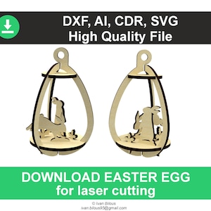 file dxf uovo di pasqua tagliato al laser per file laser modello di compensato coniglio pasquale file svg glowforge per modello laser piano cnc, pasqua laser