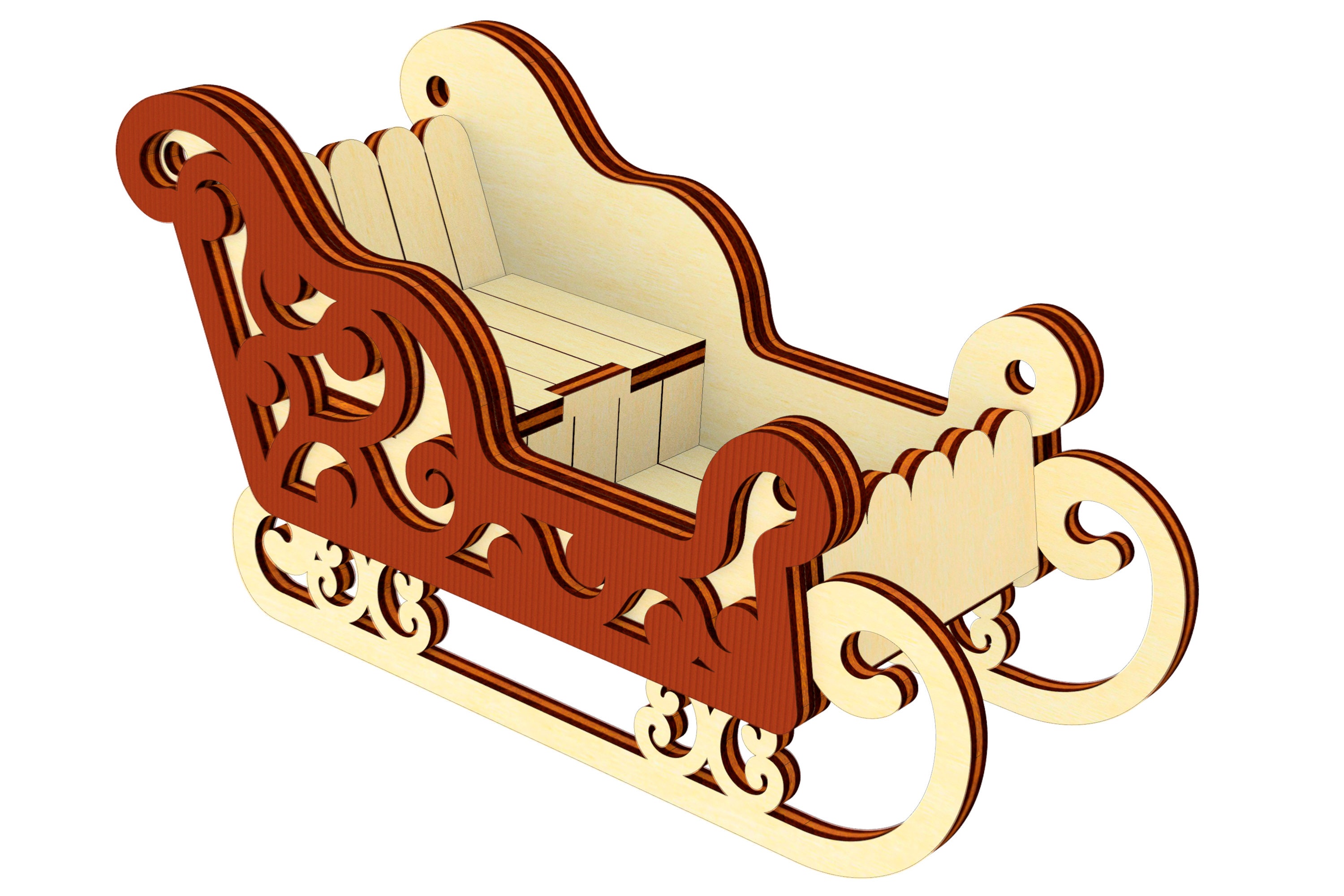 Santa Sleigh Ornaments - Laser Cut File, SVG Christmas Plan - Set of 5 ...