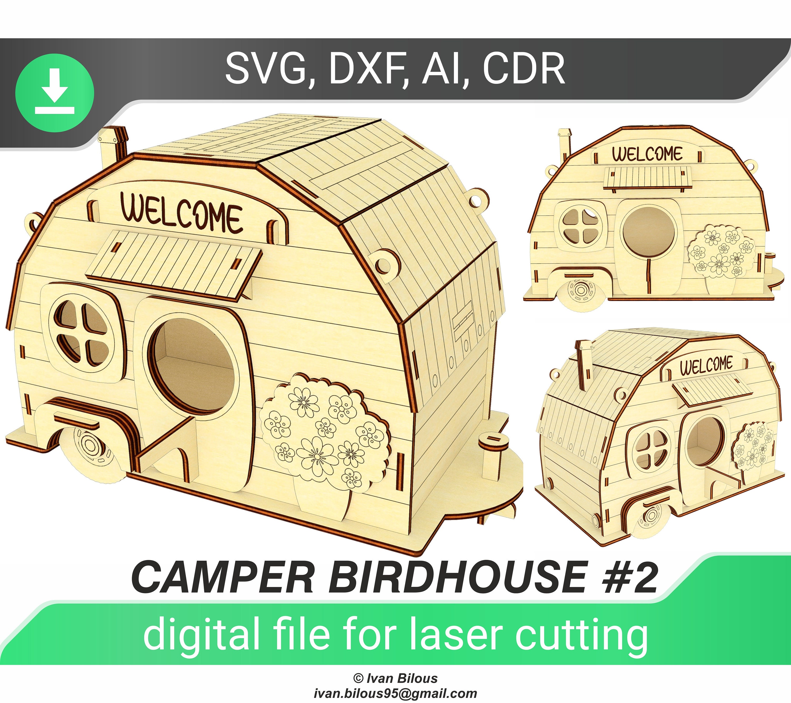 Camper SVG Laser Cut Birdhouse Plan Laser Cut Glowforge - Etsy