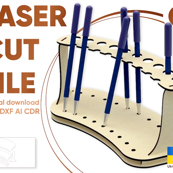 Support à stylo - fichier découpé au laser, motif SVG pour machines laser