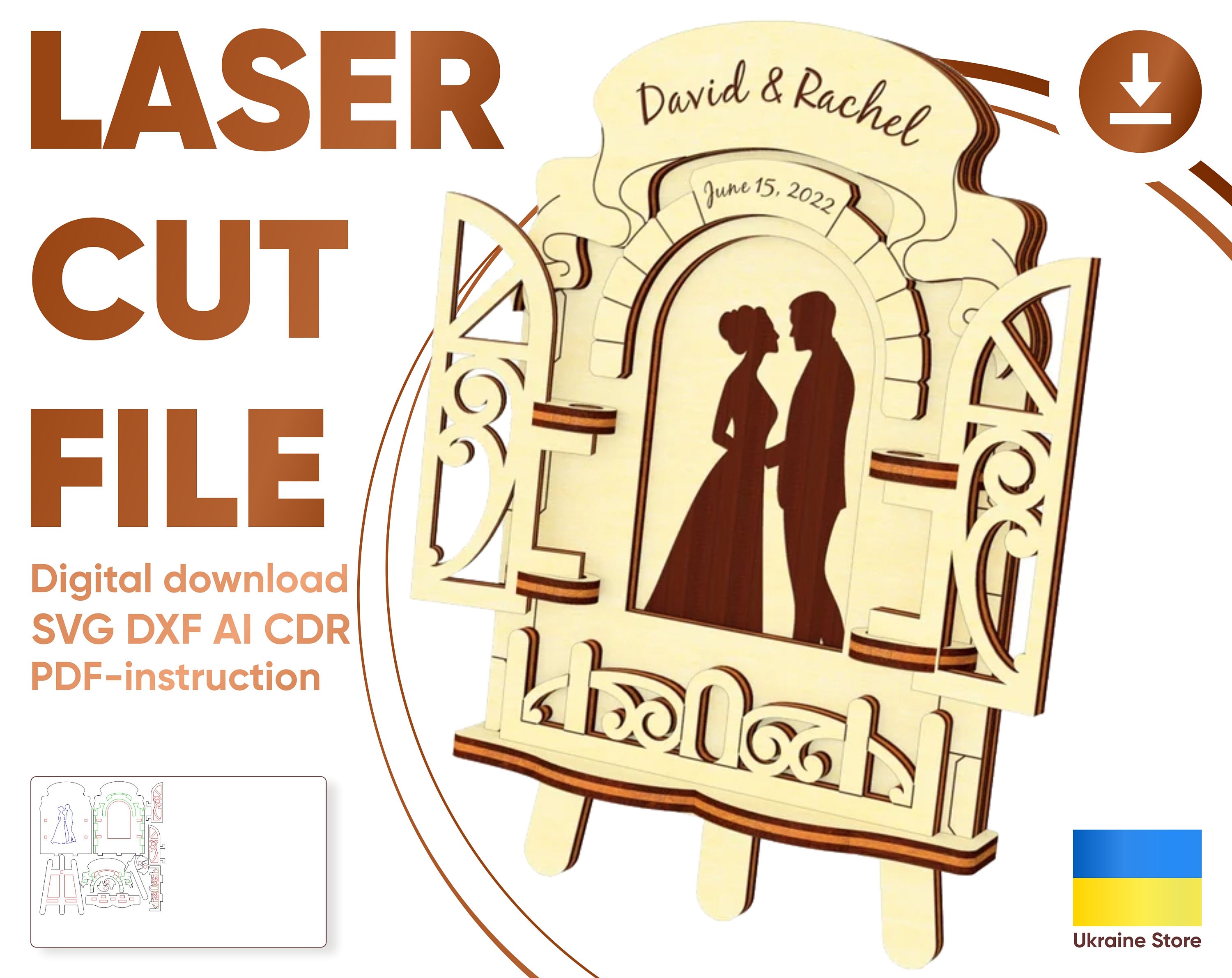 Love Photo Rahmen - Laserschnittdatei, SVG Hochzeit Datum Zeichen für den Laserschnitt