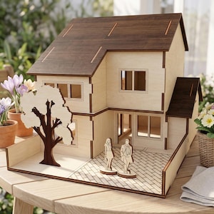 Open Back Dollhouse Laser Cut File, SVG Play DIY Project CNC Template (Digital Download)