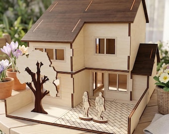 Open Back Dollhouse Laser Cut File, SVG Play DIY Project CNC Template (Digital Download)