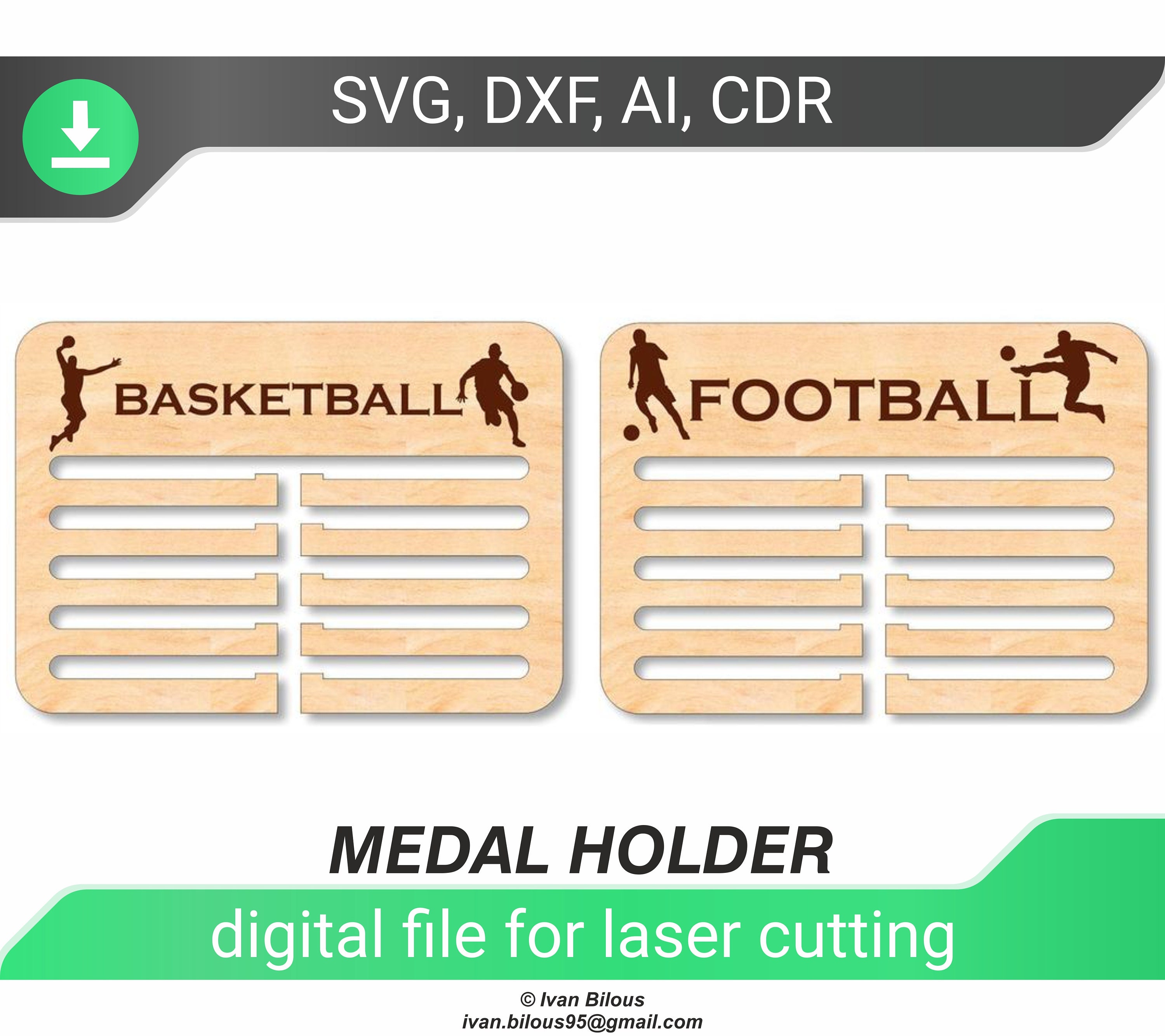 CNC Vector DXF-CDR AI Medal Holder Running Sports DXF of PLASMA Laser Cut 