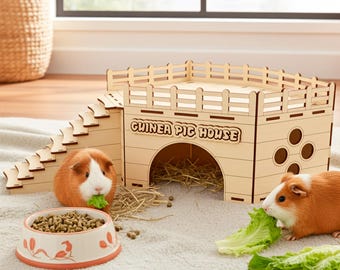 Guinea Pig House - SVG Laser Cut File, Small Pet Home Plywood Project