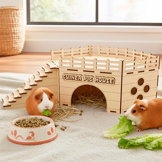 Guinea Pig House - SVG Laser Cut File, Small Pet Home Plywood Project