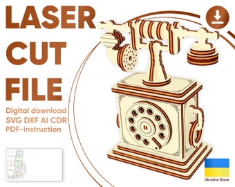 Vintage Phone - SVG Laser Cut File, Ready made Laser Project with Instruction, 3d Laser Design