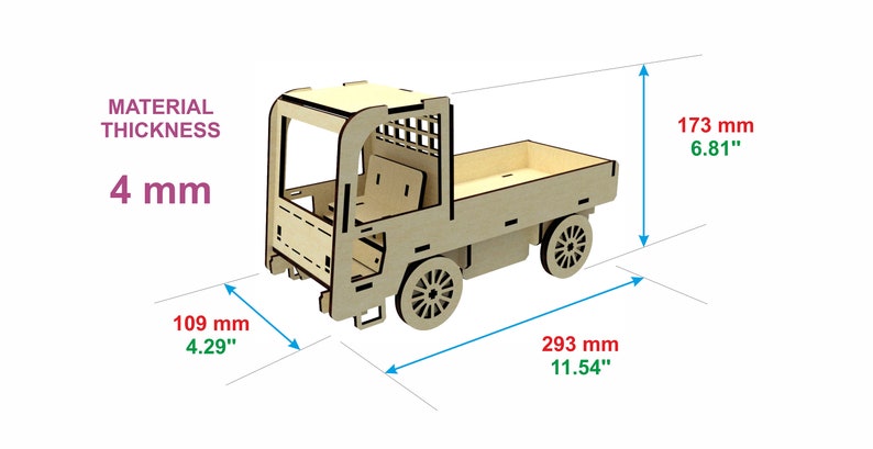 Airport Truck 3d Laser Cut Model, SVG vector file for Cutting Machines image 7