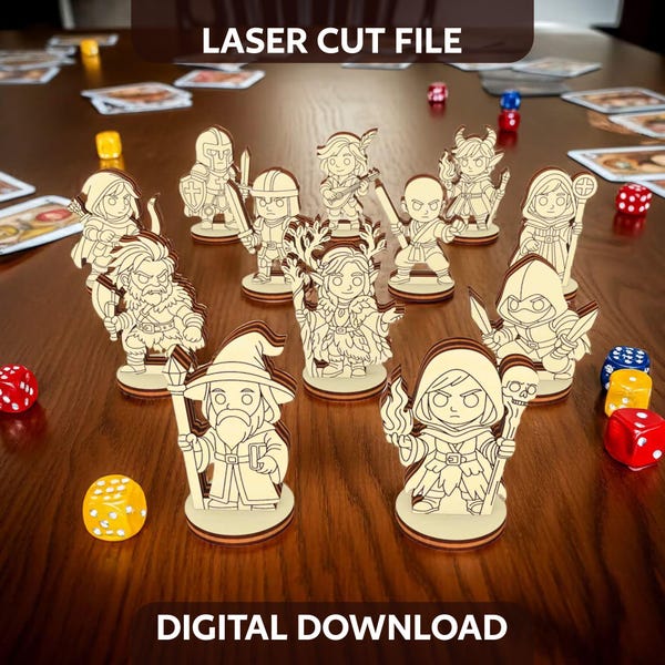 Fantasy RPG Tabletop Miniatures Bundle, Laser Cut Digital File