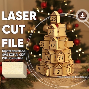 Árvore de Natal para Calendário do Advento - Arquivos para Corte a Laser, Plano SVG (Modelo Digital)