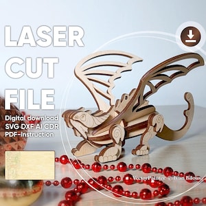 Dragon - SVG Laser Cut Ornament, Template for Plywood Project