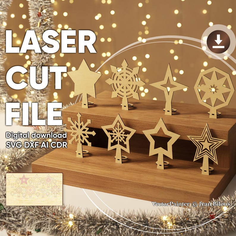 Christmas Tree Topper Bundle - Laser Cut File, SVG Digital Pattern - Etsy