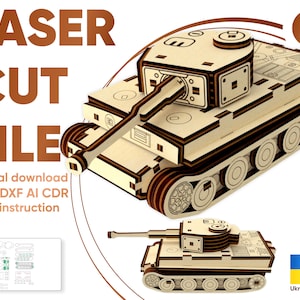 Tank SVG laser cut  files - Glowforge pattern, 3d laser files Tank Tiger, Instant download digital file
