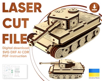 Tank Tiger Laser Cut Files: 3D Puzzle, Cutting Machines SVG Plan (Digital Download)