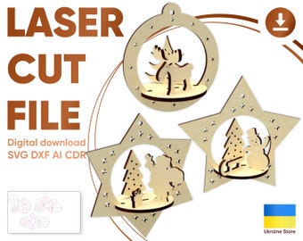 Christmas ornament - SVG Laser Files, Digital vector plan for Cutting Machines