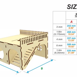 Casa del porcellino d'India File di taglio laser SVG, Piano di casa per piccoli animali domestici per macchine da taglio laser immagine 3