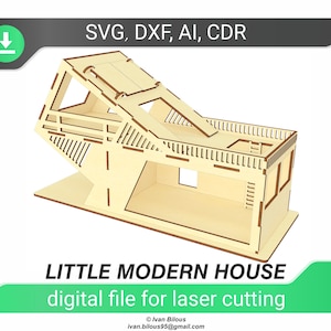 Dollhouse laser cut file, Glowforge pattern laser design