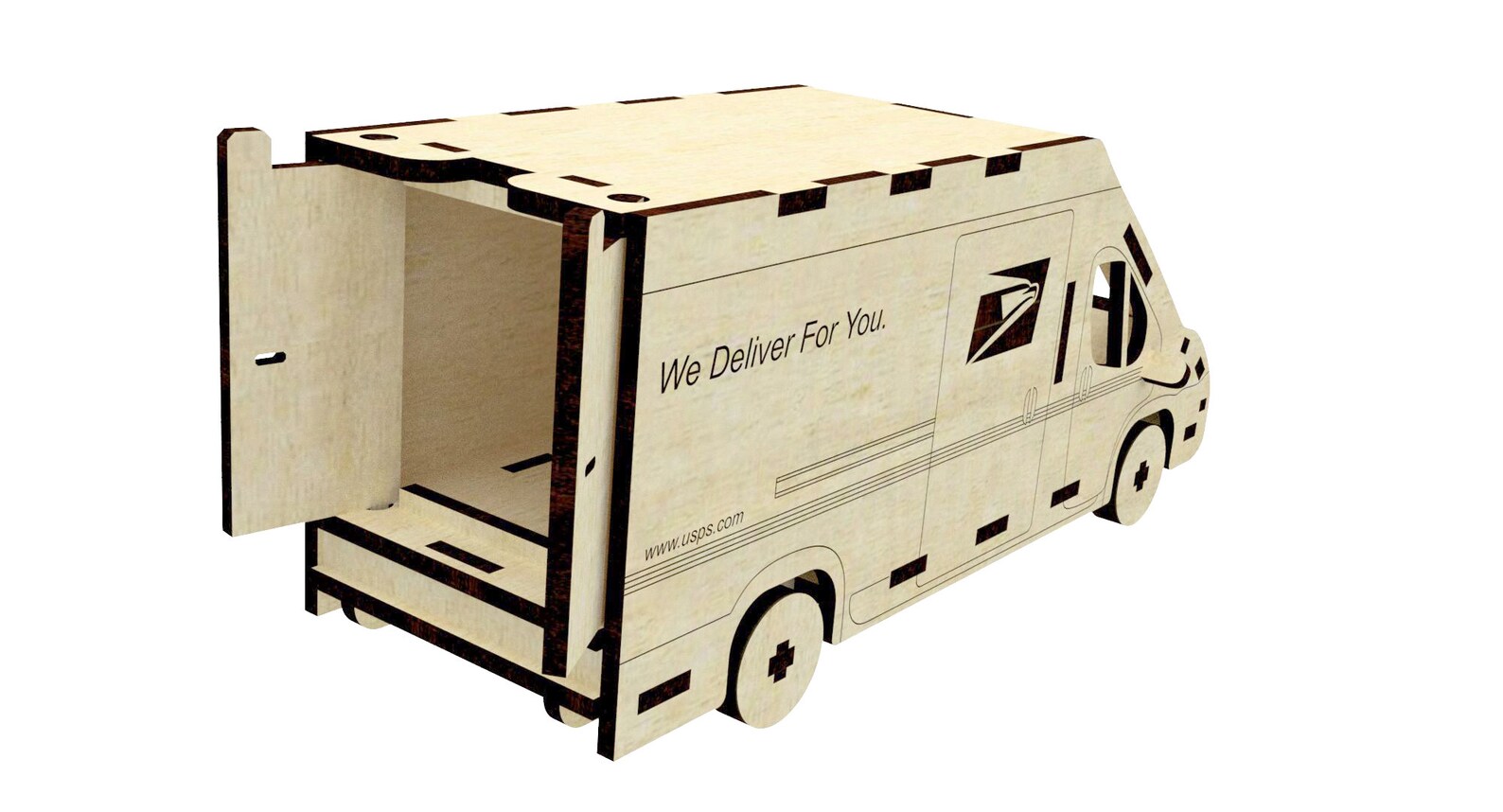 Laser cut car 3d puzzle dxf files for laser files mail truck Etsy