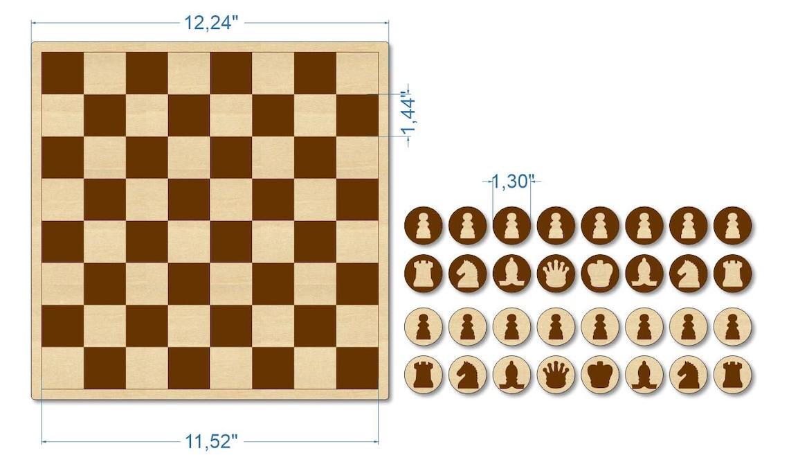 Laser cut wood chess set dxf files for laser laser cut Etsy