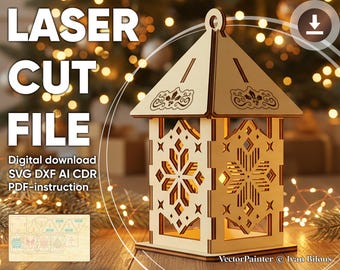 クリスマスランプオーナメント - レーザーカットファイル、レーザーカッターとCNC用ベクターパターン