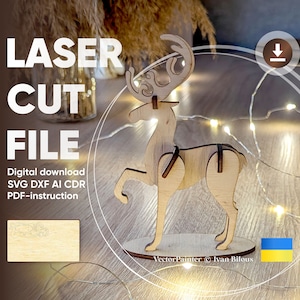 Renifer - Plik laserowy, cyfrowy plan SVG na Boże Narodzenie dla maszyn Glowforge i tnących