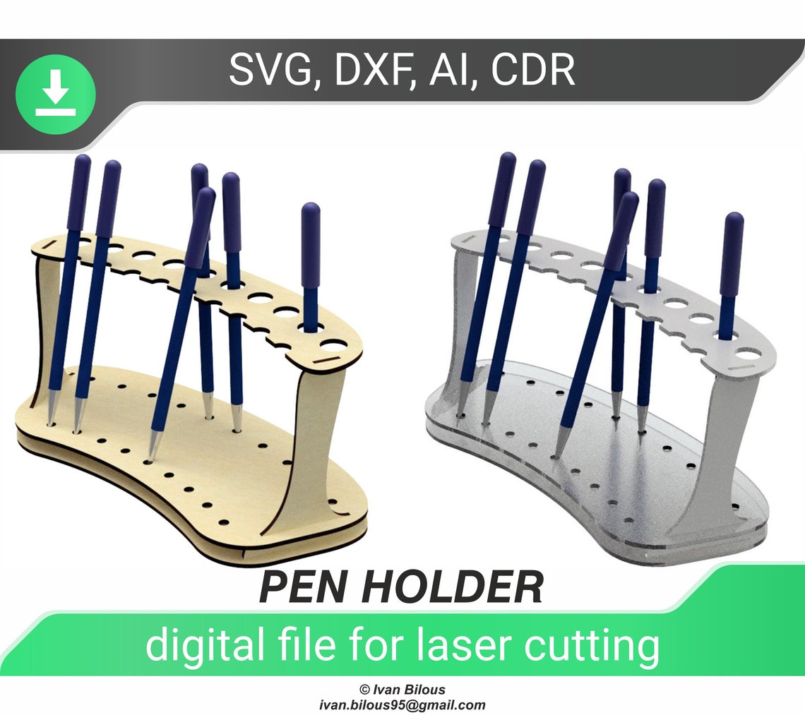 Laser Cut Stand Pen Dxf Files for Laser Files Pen Stand Etsy