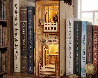 Vintage Hotel Book Nook Laser Cut File, Guest Room Diorama SVG