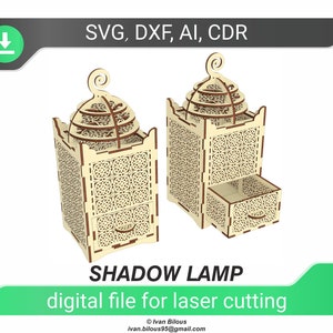 Ombre lampe svg fichiers Glowforge pour boîte ornement arabesque découpée au laser fichiers dxf pour boîte à lumière laser lampe arabe dxf, svg formes découpées cnc ai
