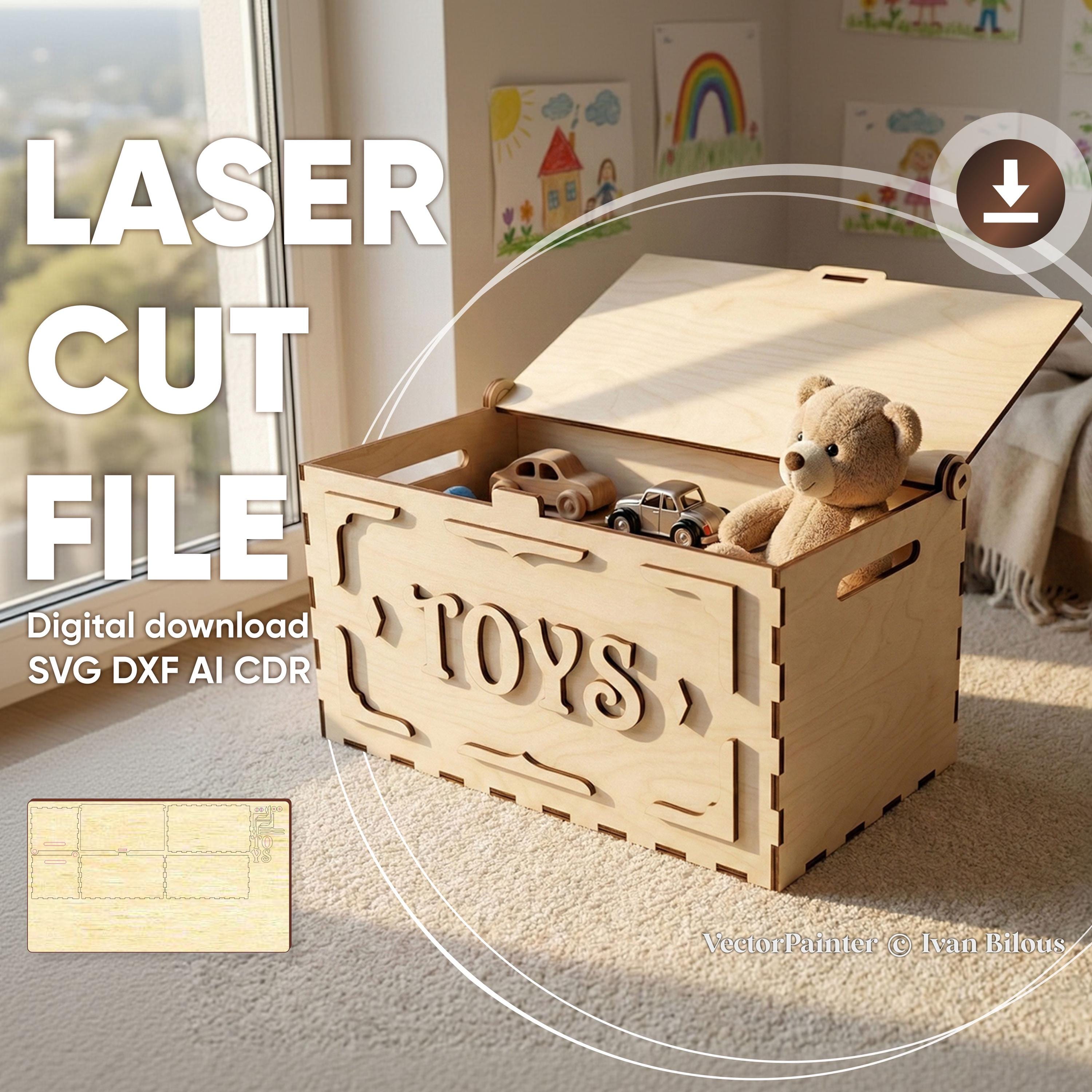 Wooden Toy Box Laser Cut File, Toy Storage Chest SVG CNC Plywood ...