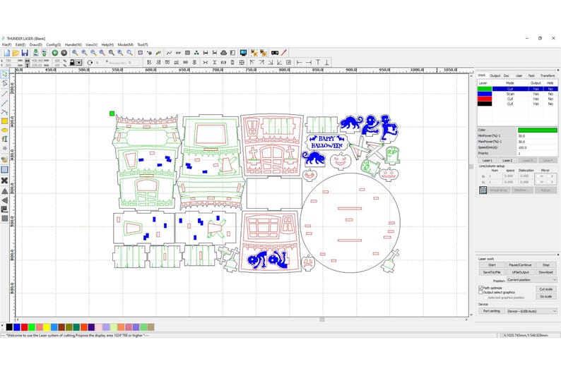 The image is a screenshot of a computer program or software interface, likely used for cutting and designing 3D models or other digital creations.