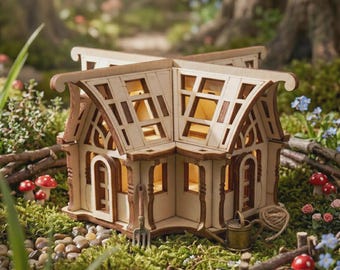 Miniatuur kas lasergesneden bestand, sprookjestuin decor SVG