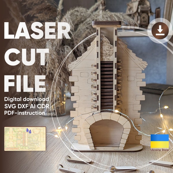 Countdown Advent Calendar - Fireplace Laser Cut Design, Ready made SVG plan for Cutting Machines & Glowforge