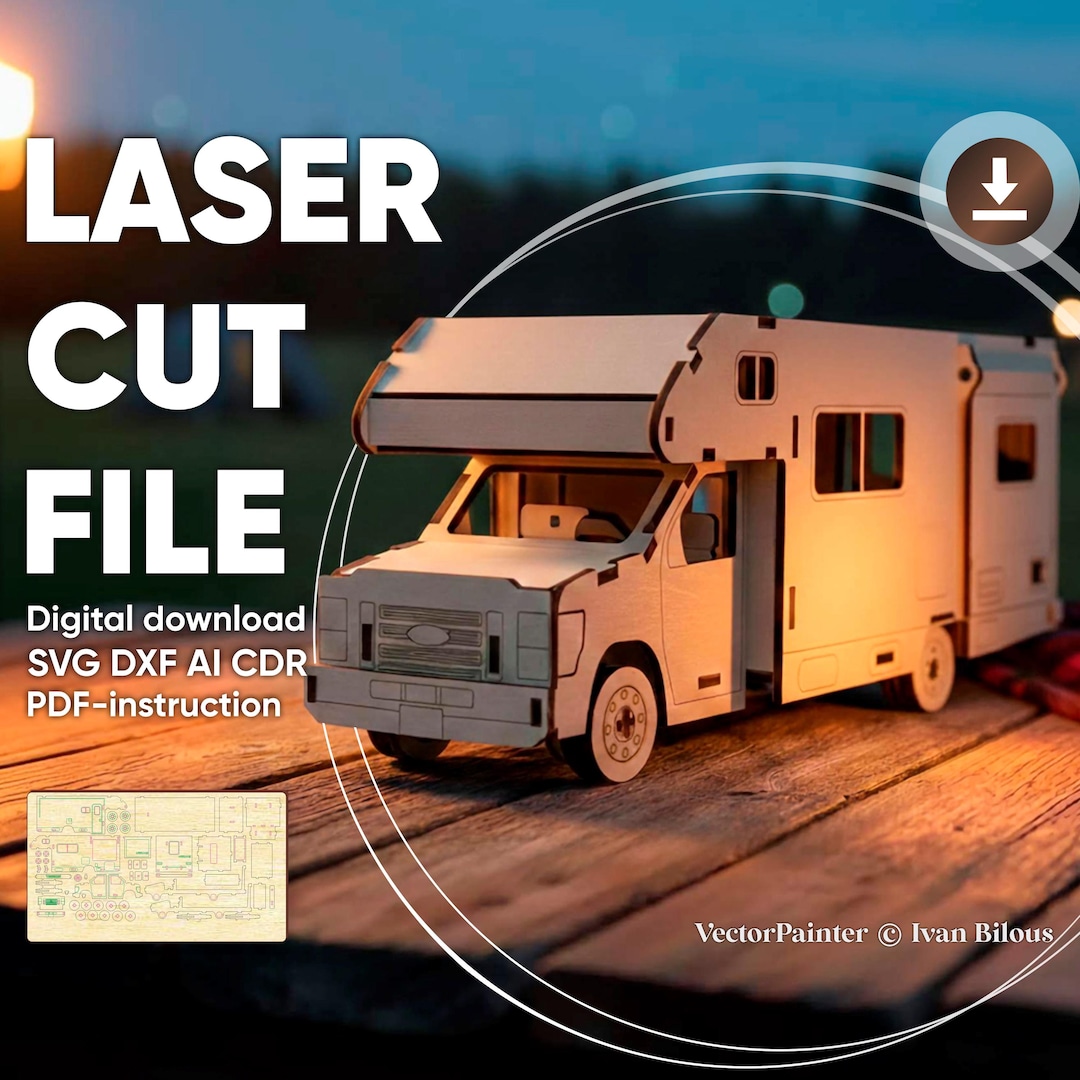Camper Van Motorhome Laser Cut File, Wooden DIY Truck CNC Template ...