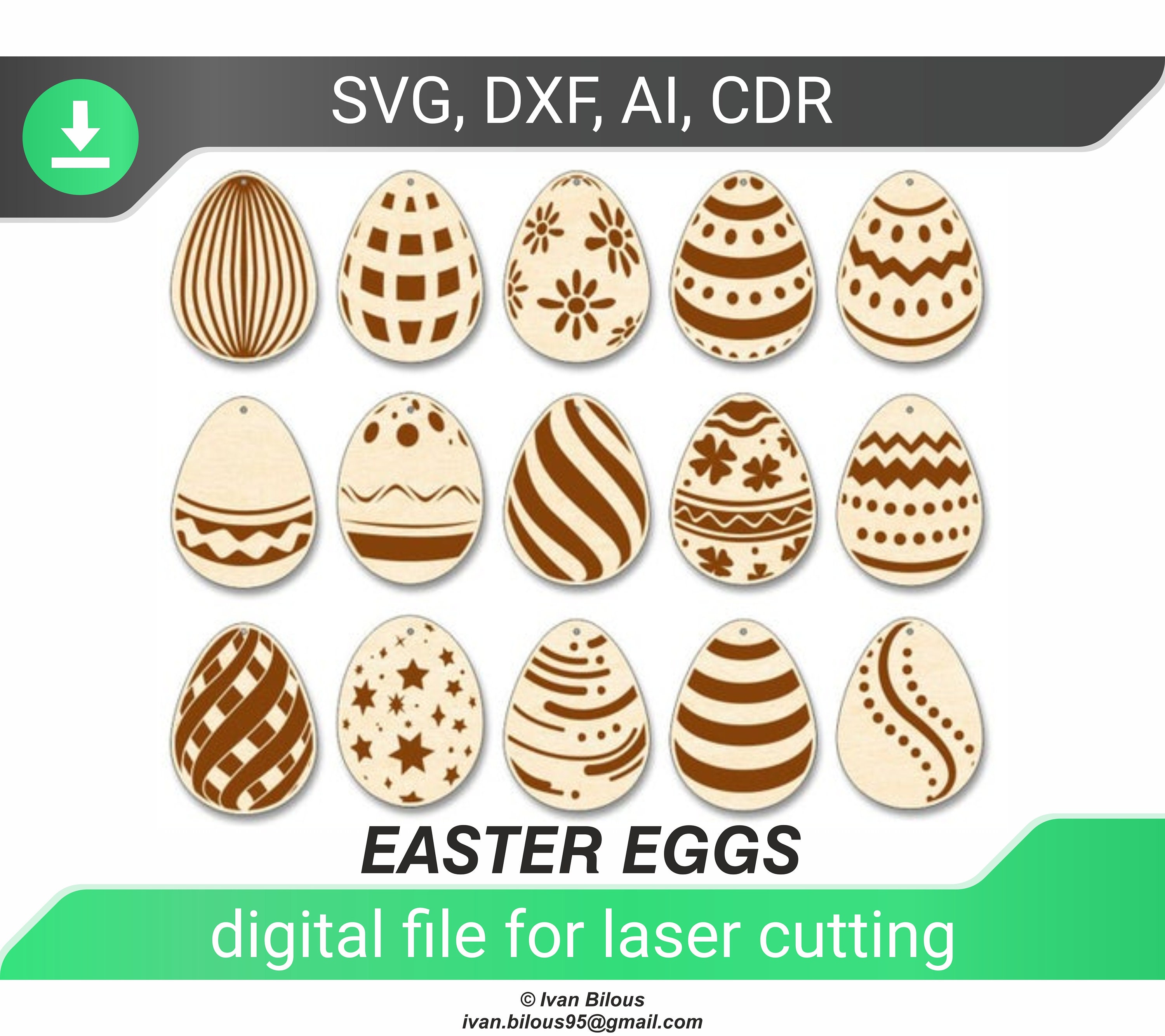 Download Easter Svg Easter Egg Ornaments Plywood Laser Cut Easter Eggs Etsy