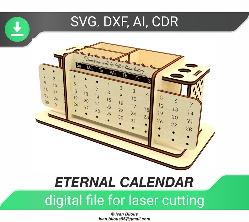 Laser cut eternal calendar svg file for cnc template Etsy
