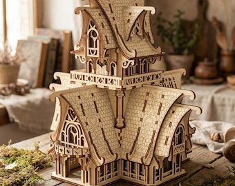 Fantasy Castle Laser Cut File, Fairytale Tower House SVG Template Vector Plan (Digital Download)