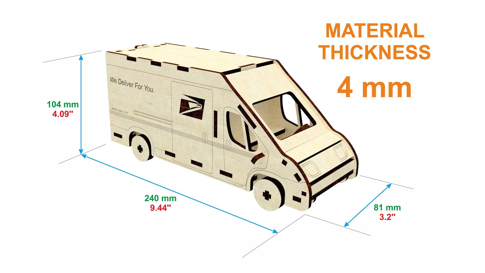 Laser cut car 3d puzzle dxf files for laser files mail truck Etsy