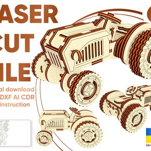 Tractor - SVG Laser Cut File, 3d puzzle plan for laser cutting machines