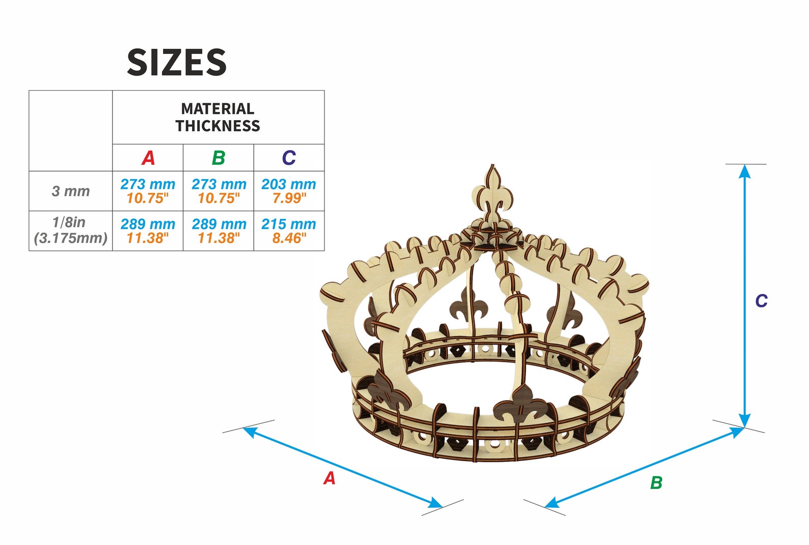 Crown Laser Cut File Pattern Corona Diadem 3d Etsy