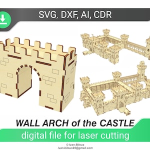 Arco de pared del castillo: archivos cortados con láser, patrón Glowforge, archivo láser SVG